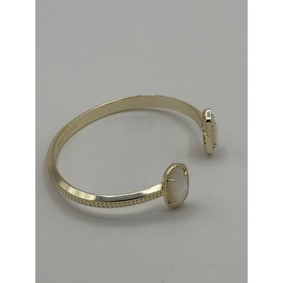 Kendra Scott Elton Cuff Gold and White Opal Bracelet Adjustable - Picture 2 of 2